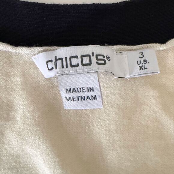 CHICO'S NWT Mixed Stripe Balloon Sleeves Knit Cardigan Sweater Size 3/XL - Picture 11 of 13